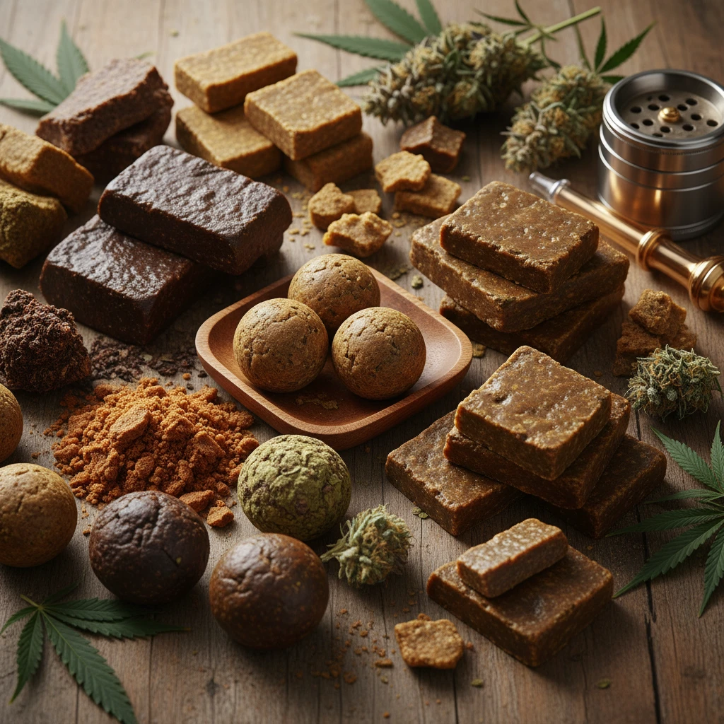 Professional illustration for article about Premium Cannabis Hash UK: Explore Potency & Flavors