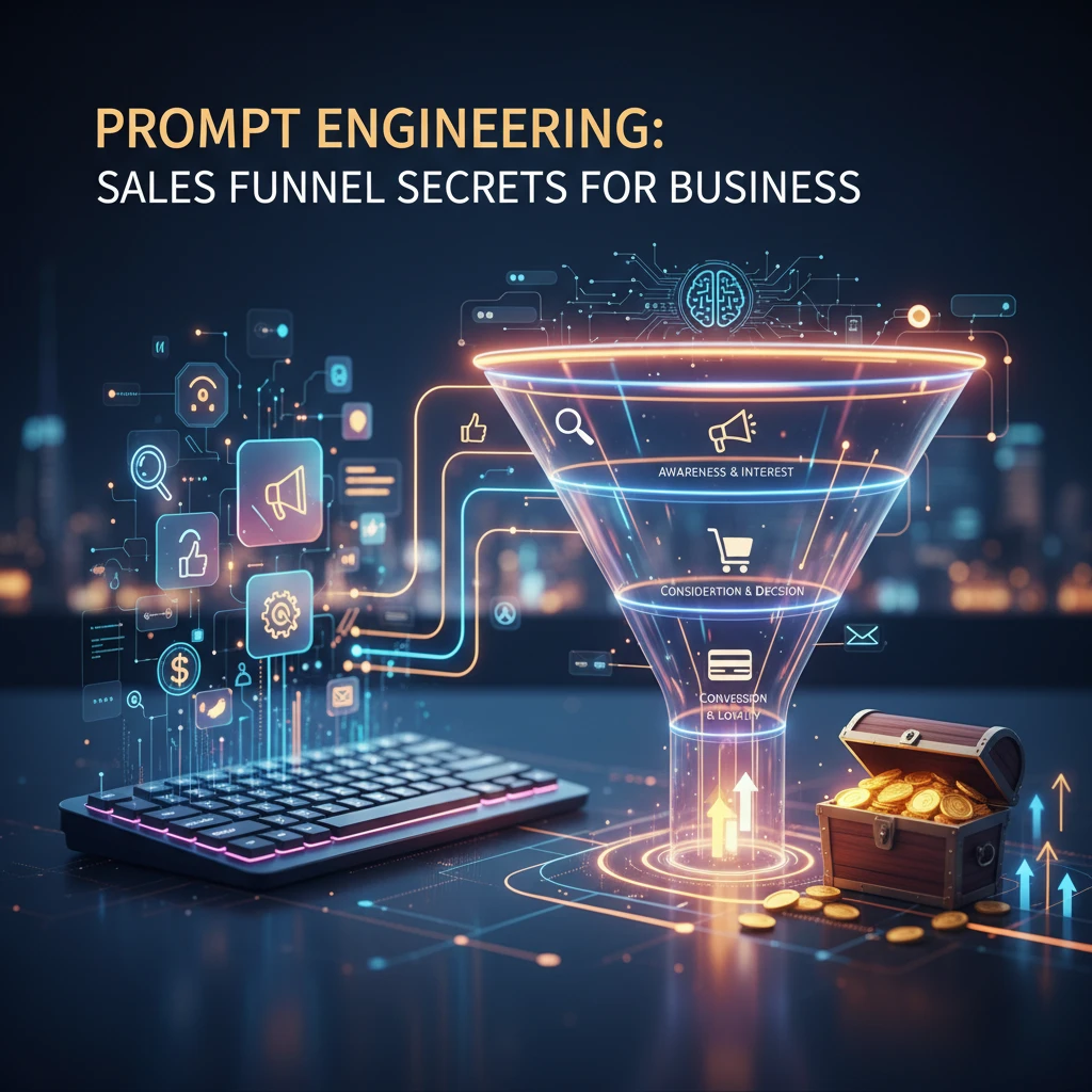 Professional illustration for article about Prompt Engineering: Sales Funnel Secrets for Business