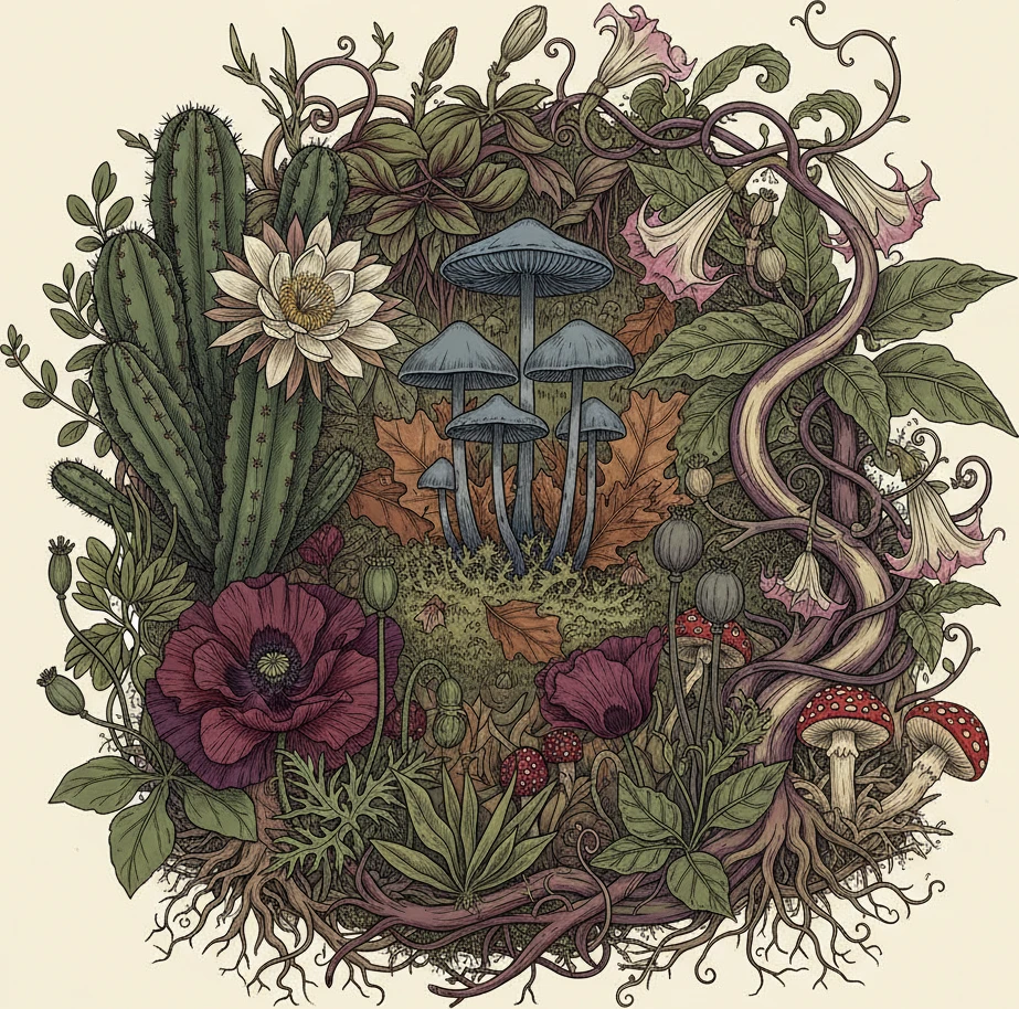 Professional illustration for article about Rare Psychoactive Plants: Discover Unique Botanicals