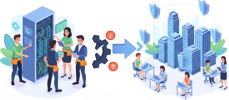 Professional illustration for article about Reduce Downtime: Proactive IT Support for SMBs