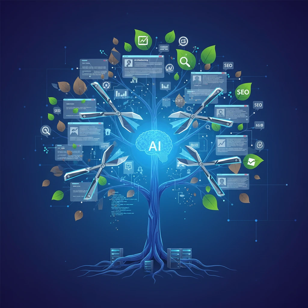 Professional illustration for article about Scale Content: AI-Powered Website Content Pruning