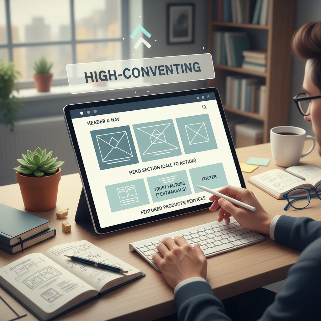 Professional illustration for article about Simple Guide: Crafting a High-Converting Website Homepage