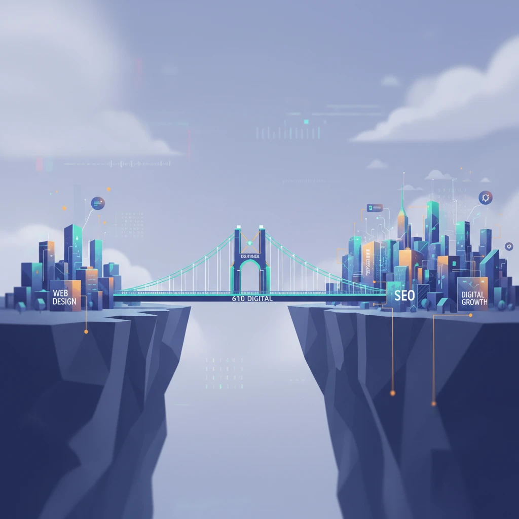 Professional illustration for article about Small Business Growth: Beyond Web Design with 610 Digital