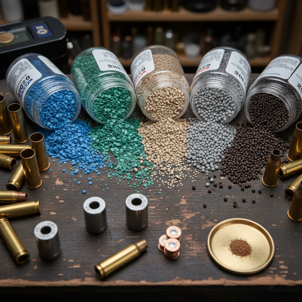 Professional illustration for article about Smokeless Gun Powder: Choosing the Right One for Reloading