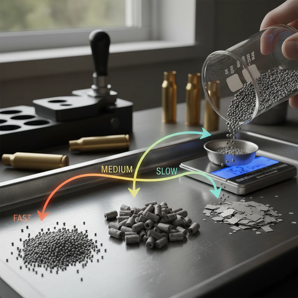 Smokeless Gun Powder: Understanding Burn Rate for Reloading Professional illustration for article about Smokeless Gun Powder: Understanding Burn Rate for Reloading