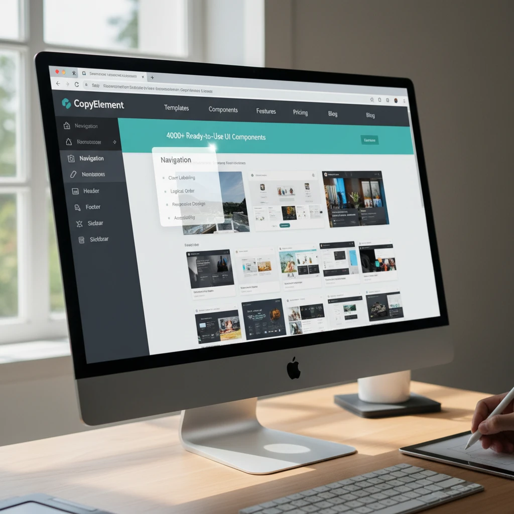 Professional illustration for article about UI/UX Design: Best Practices for Elementor Website Navigation
