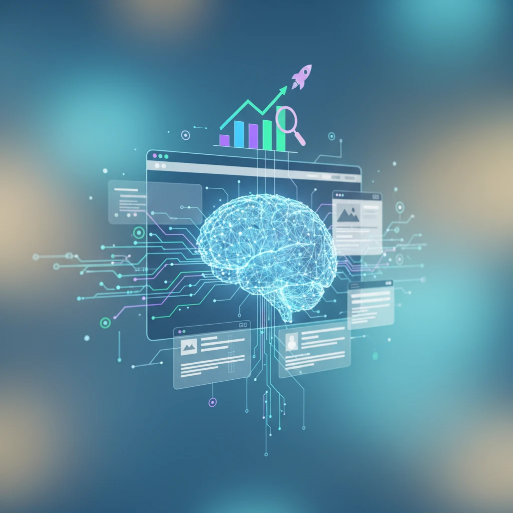 Professional illustration for article about Website Design: AI-Powered UX for Higher Rankings