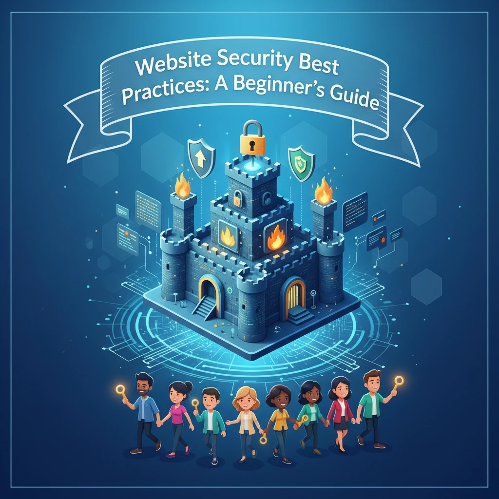 Professional illustration for article about Website Security Best Practices: A Beginners Guide