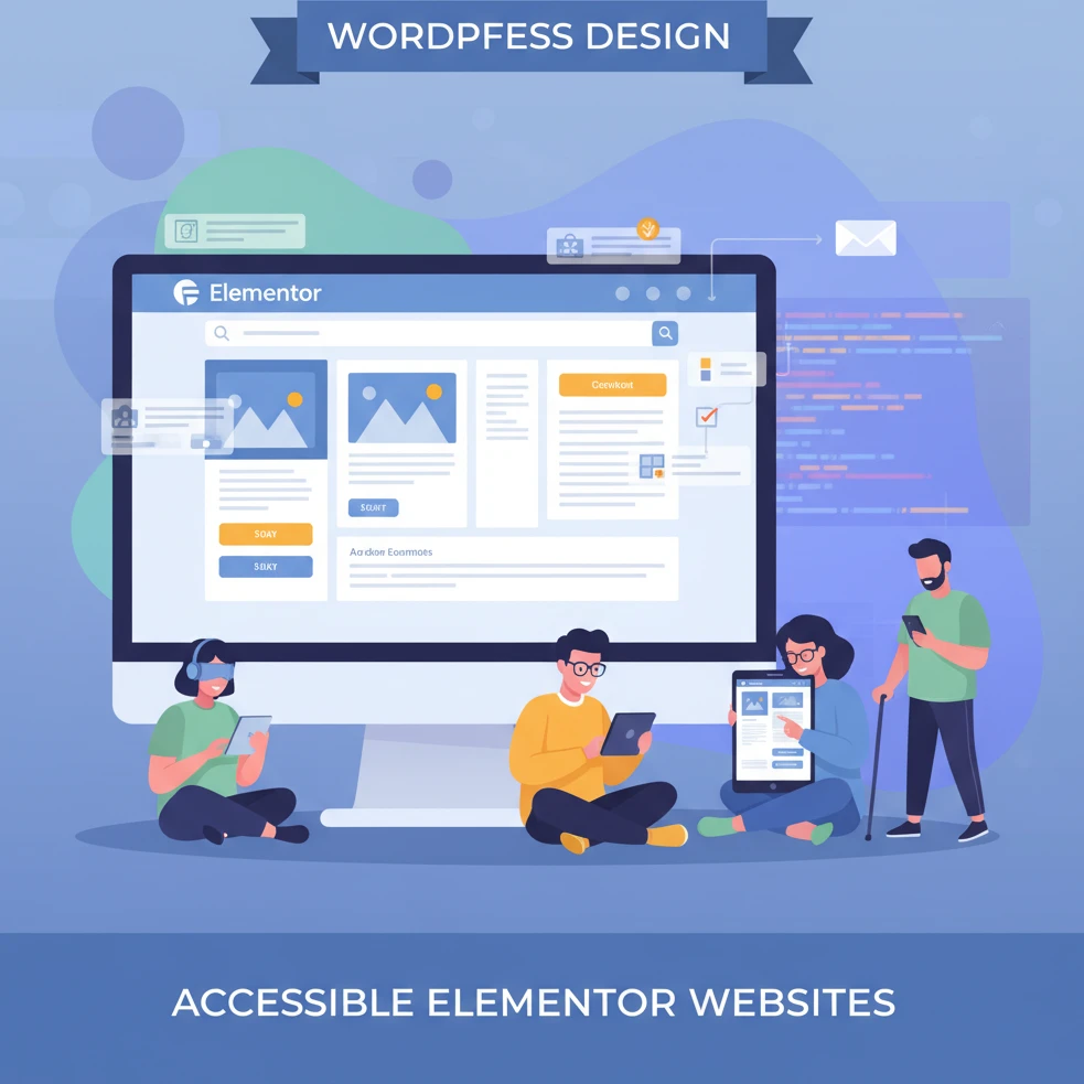 Professional illustration for article about WordPress Design: Create Accessible Elementor Websites