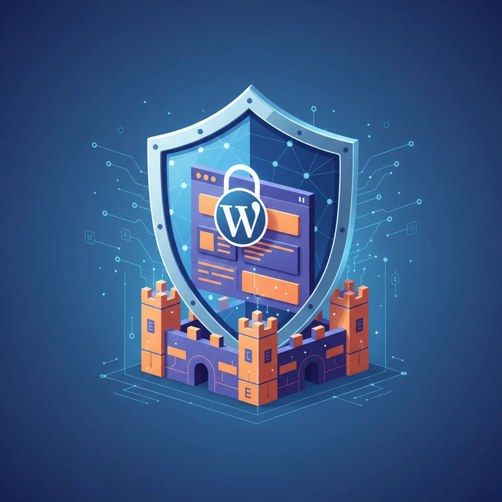 Professional illustration for article about WordPress Security: Hardening Your Elementor Website