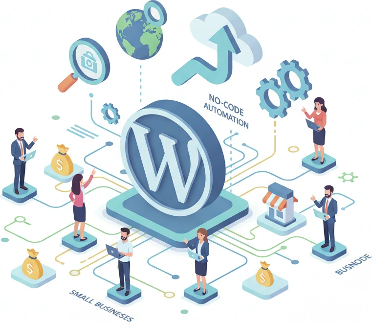 Professional illustration for article about WordPress SEO: A No-Code Guide for Small Businesses