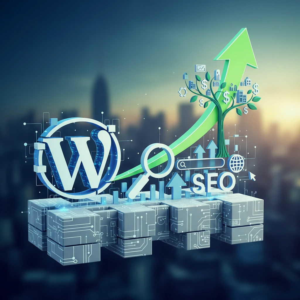 Professional illustration for article about WordPress & SEO: The Foundation for Sustainable Business Growth