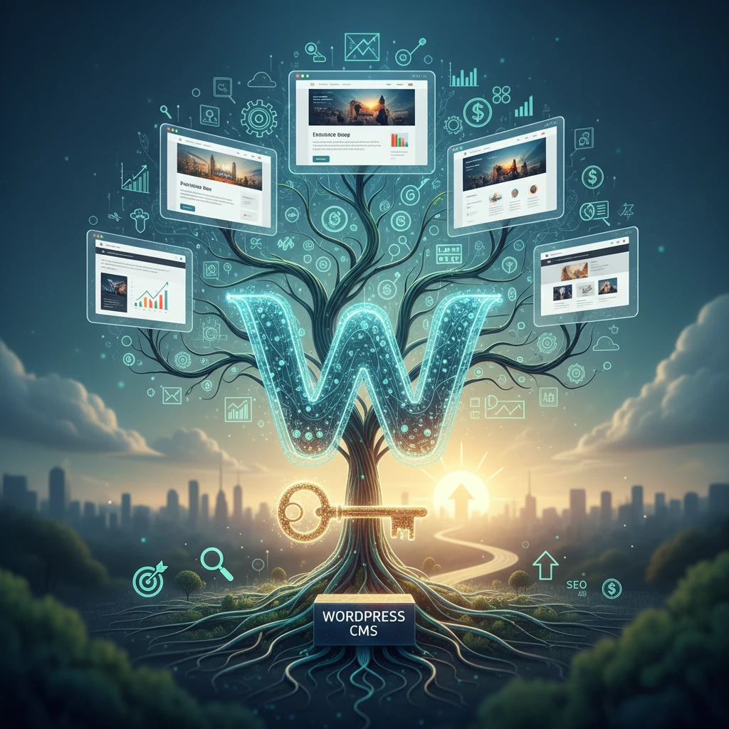 Professional illustration for article about WordPress Web Design: The Key to Sustainable Growth