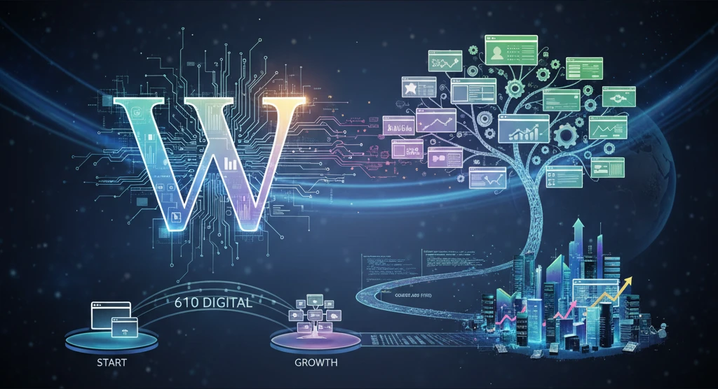 Professional illustration for article about WordPress Web Design: Your Growth Starts Here