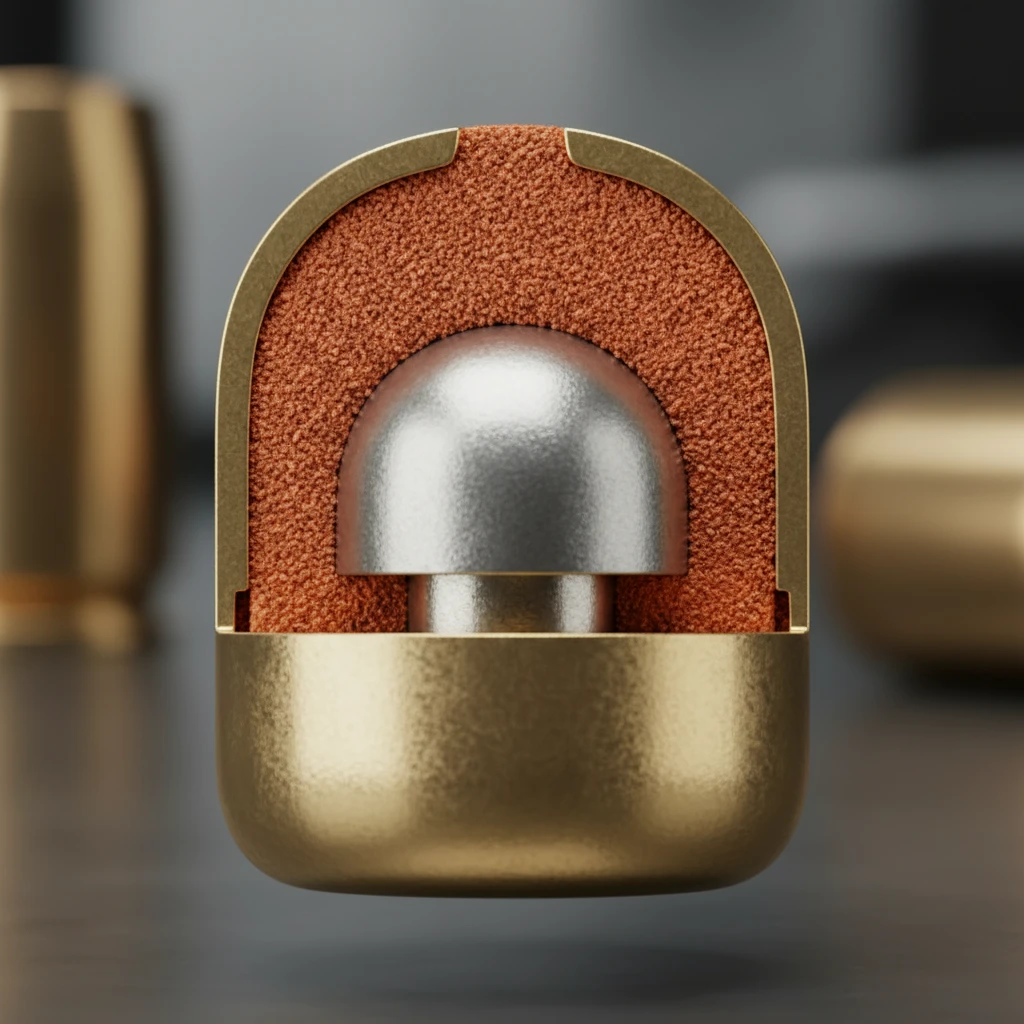 A detailed diagram illustrating the cross-section of a primer, showing the anvil, primer cup, and explosive compound.