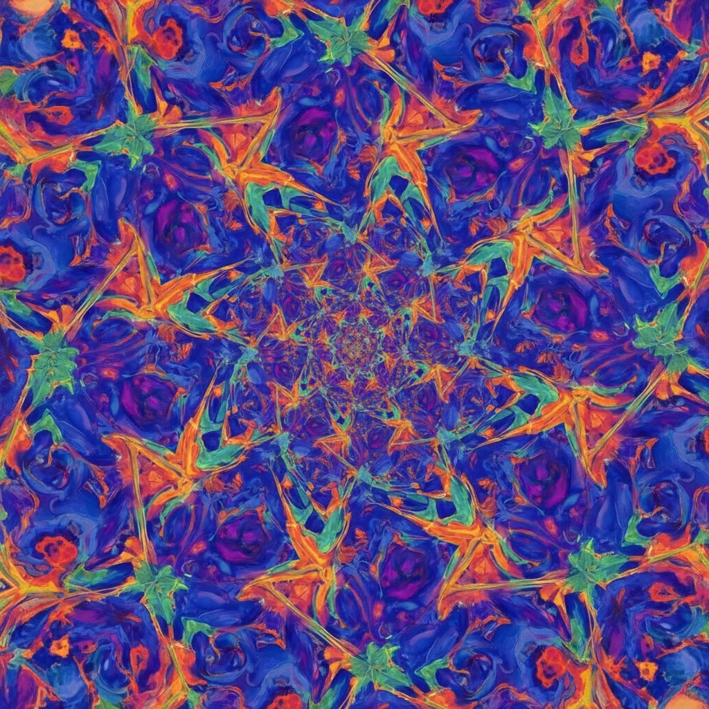 An abstract, vibrant illustration depicting swirling colors and geometric patterns, symbolizing the visual effects of 2C-B.