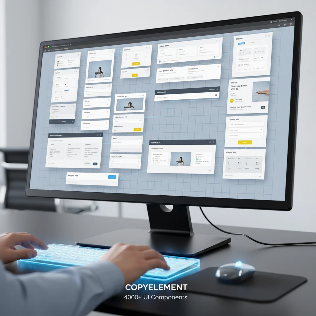 Professional illustration for article about Elementor UI Kits: Design Faster Websites