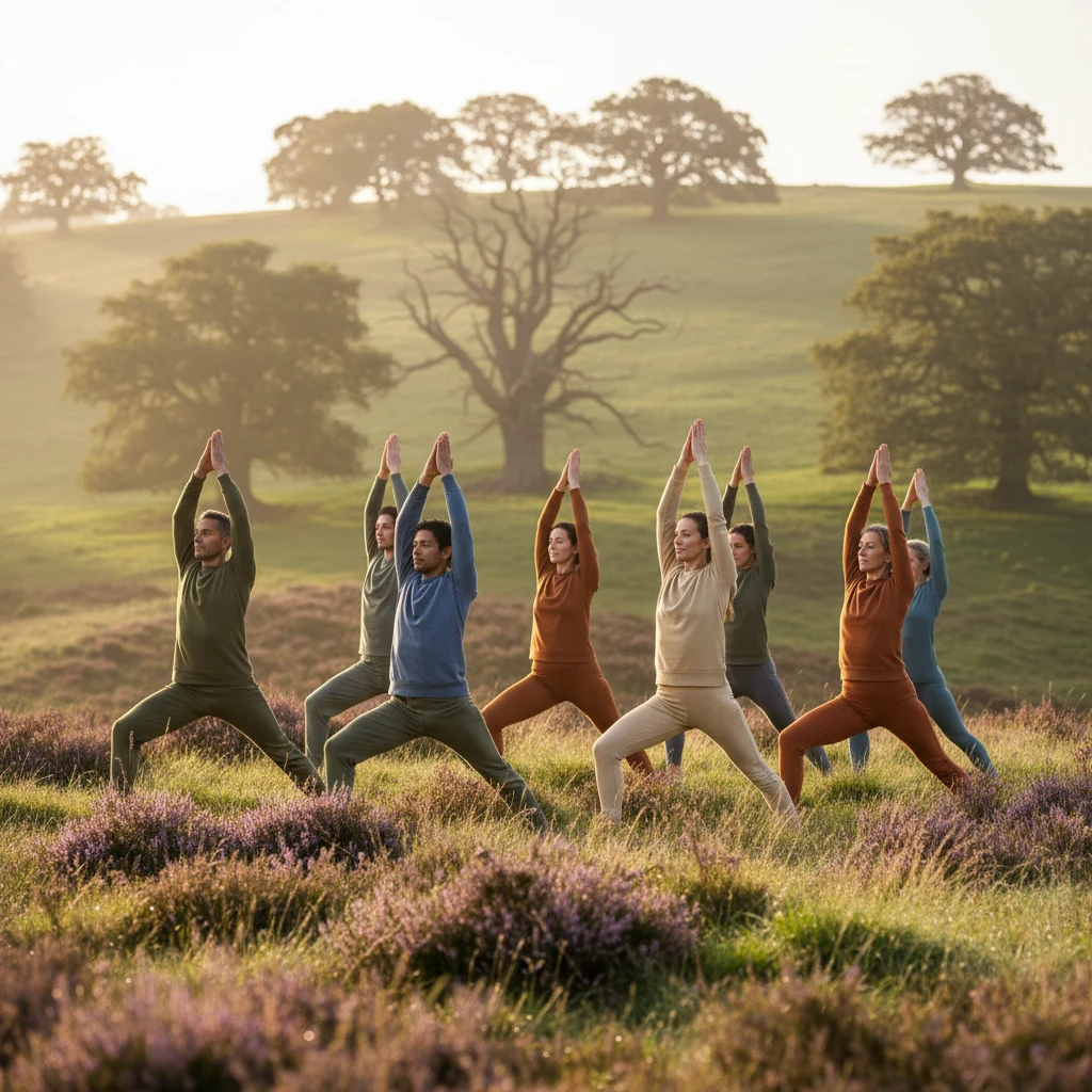 Ibogaine Capsules: Your UK Guide to Holistic Health A diverse group of individuals engaged in a mindful yoga session outdoors, symbolizing holistic health and well-being.