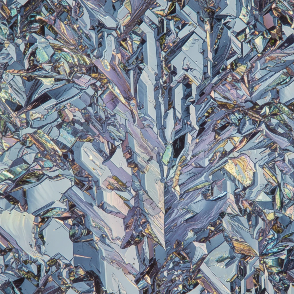 Microscopic view of purified Ibogaine PTA crystals, showcasing their refined structure and high purity.