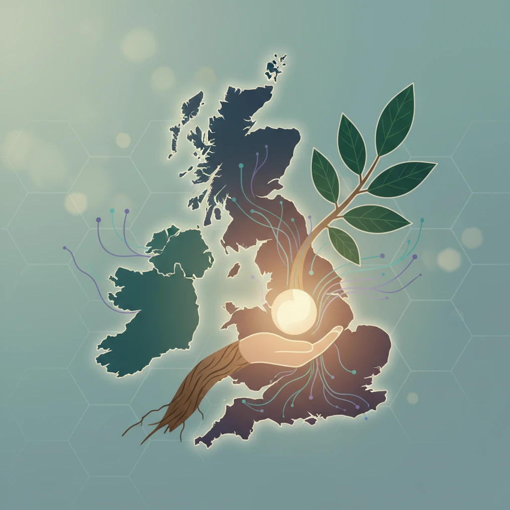 Professional illustration for article about Ibogaine UK: Sourcing & Safe Use Guide