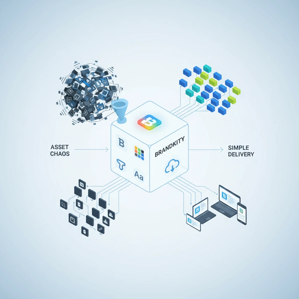 Professional illustration for article about Stop Asset Chaos: Simple Brand Delivery