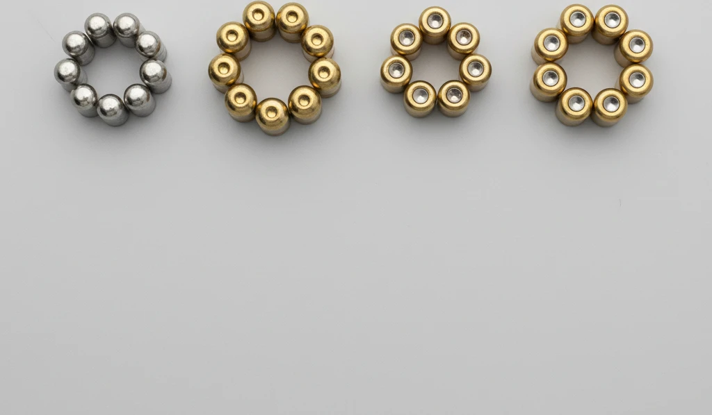A close-up, top-down photograph comparing the physical sizes of small rifle, large rifle, small pistol, and large pistol primers against a neutral background, highlighting their distinct dimensions.