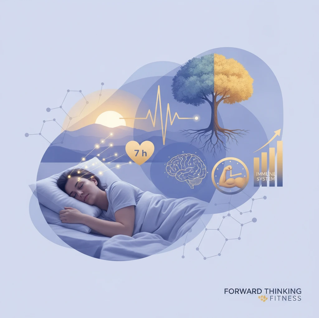 Professional illustration for article about Why Consistent Sleep Boosts Adult Health & Longevity.